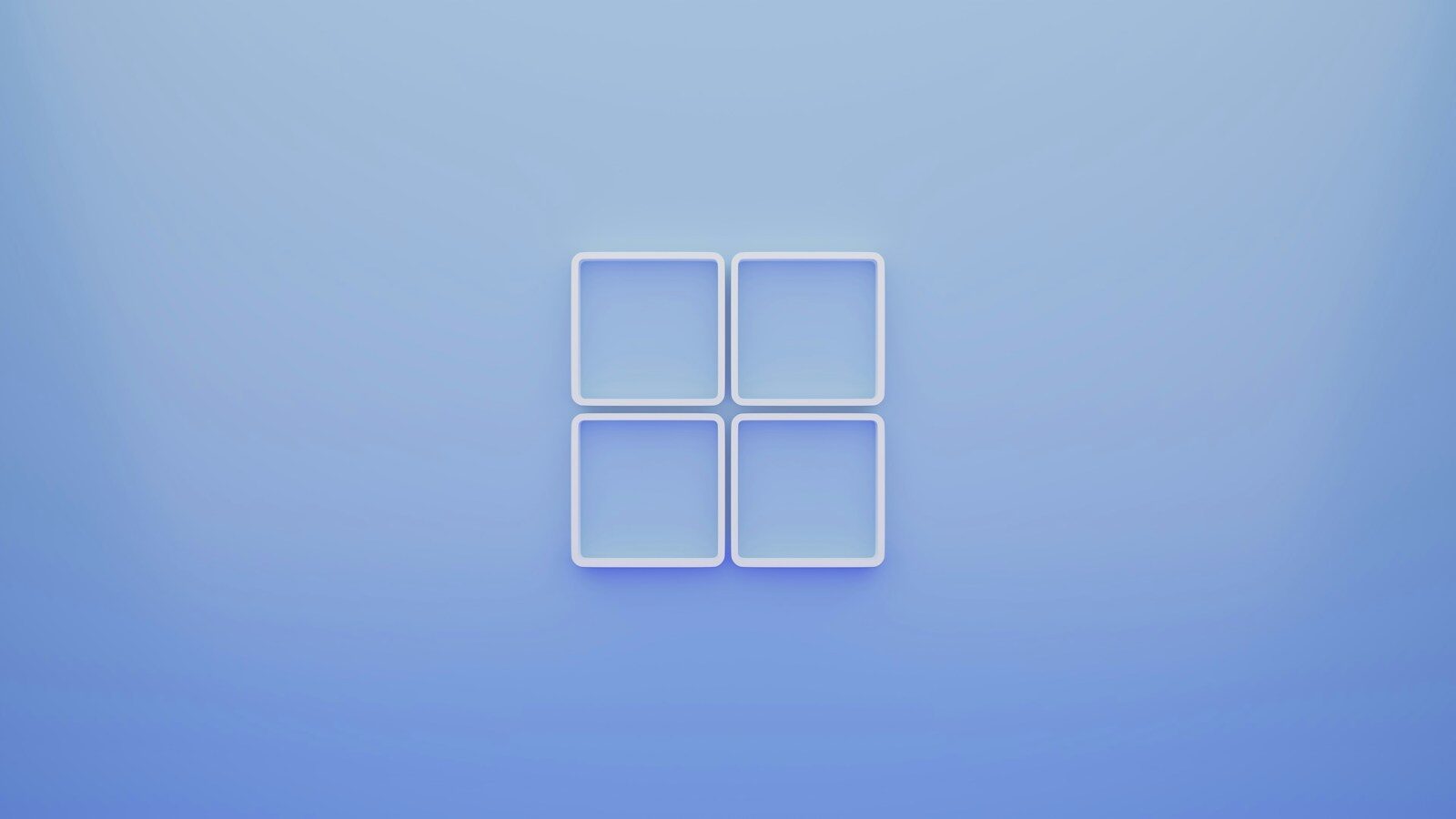 Four white square frames arranged in a grid on a soft blue background