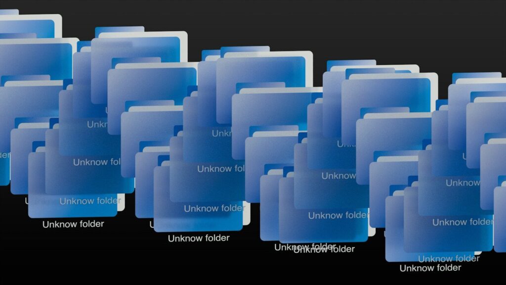 A repeating pattern of blue digital folders on a dark grey background